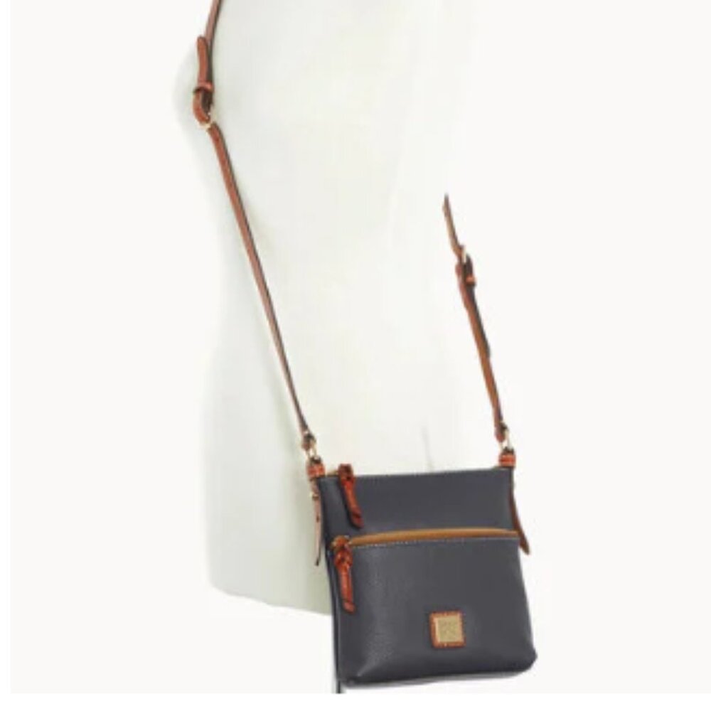 Dooney & Bourke Pebble Grain Letter Carrier in Dark Grey